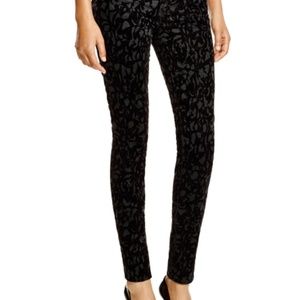 J Brand Jeans Velvet Brocade Skinny Leg Mid-Rise
